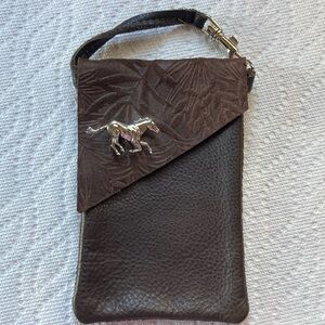 Beautiful little leather hand purse with horse.